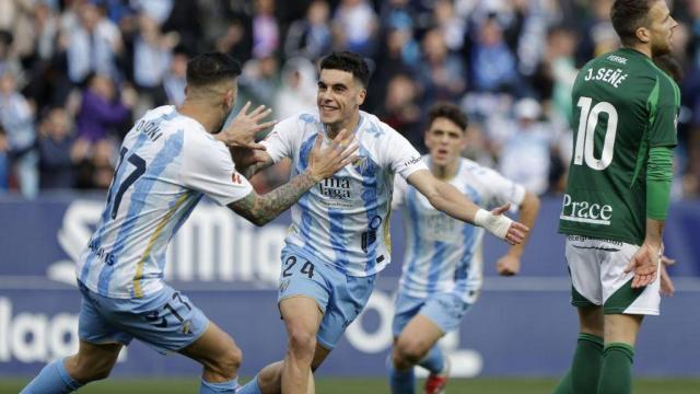 Lobete celebra su gol contra el Racing de Ferrol