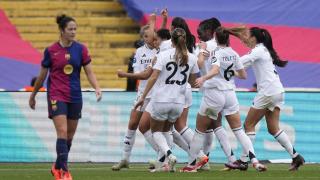 Las jugadoras del Real Madrid celebran el gol de Alba Redondo.