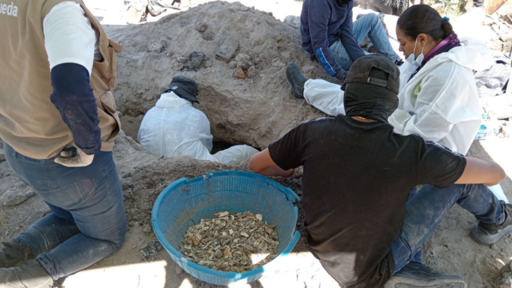 Huesos encontrados por Guerreros Buscadores en el Rancho Izaguirre. Fuente: Guerreros Buscadores.