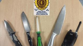 Cuchillos requisados por la Policía Municipal de Valladolid