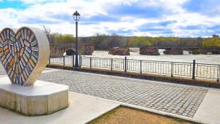 Puente Romano o Puente Viejo de Talavera tras el derrumbe por la crecida del río Tajo.