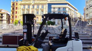 Este es el estado que presentaba la plaza de la Constitución esta mañana.