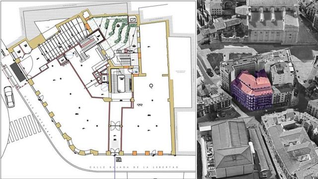 Planos del proyecto e imagen del edificio