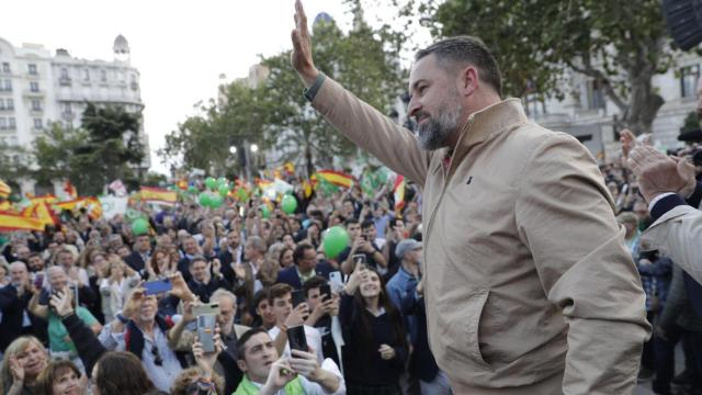 Santiago Abascal en un mitin en Valencia. EFE