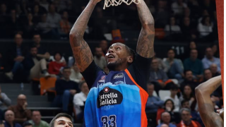 Momento del Básquet Coruña en la final en Valencia