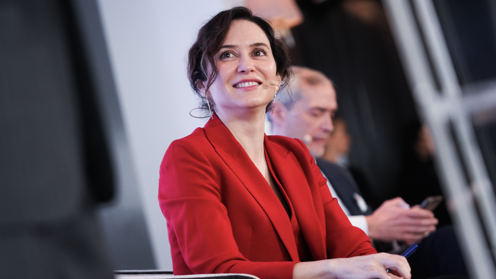 Isabel Díaz Ayuso, este lunes durante el desayuno organizado por Europa Press.