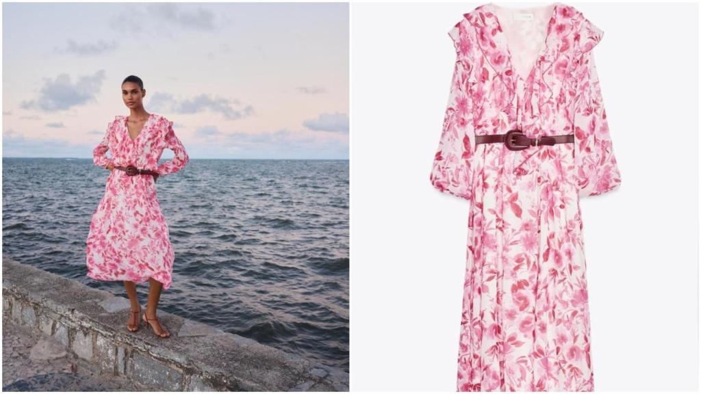 Vestido midi de manga larga de Zara. Ref: 5029/088/046