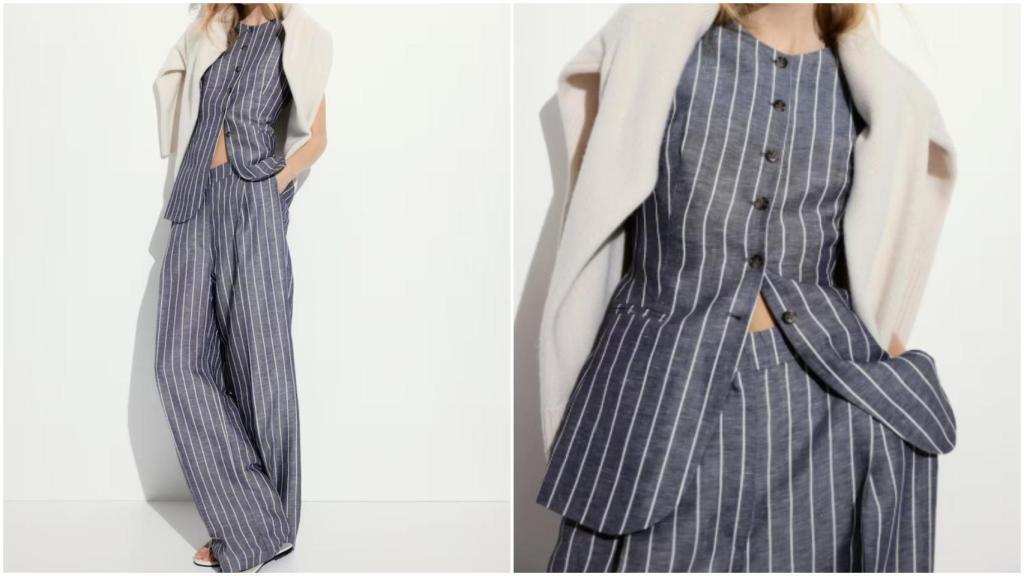 Tota look de rayas de H&M. Ref pantalón: 1273590001. Ref chaleco: 1264279004