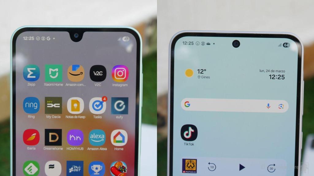 Diferencia en la pantalla entre el Samsung Galaxy A26 y el Galaxy A56