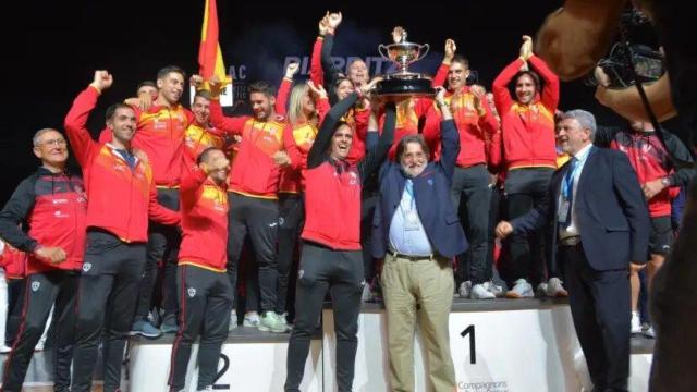 La selección española de pelota, campeona en el último mundial, celebrado en Biarritz (Francia), en  2022.