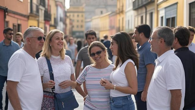 Imagen de archivo de turistas.