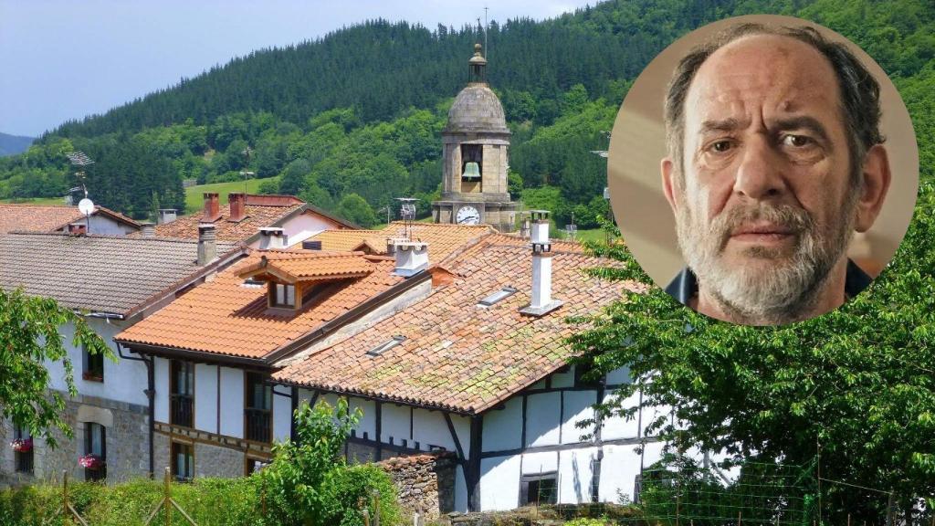 Fotomontaje de BLUPER con Karra Elejalde y su pueblo.