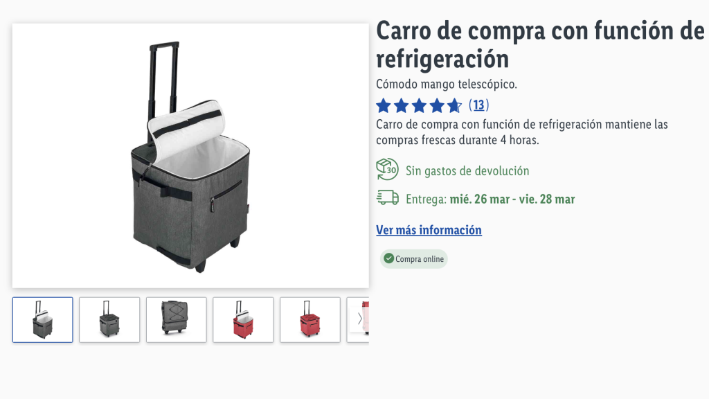 Carro de compra con función de refrigeración.