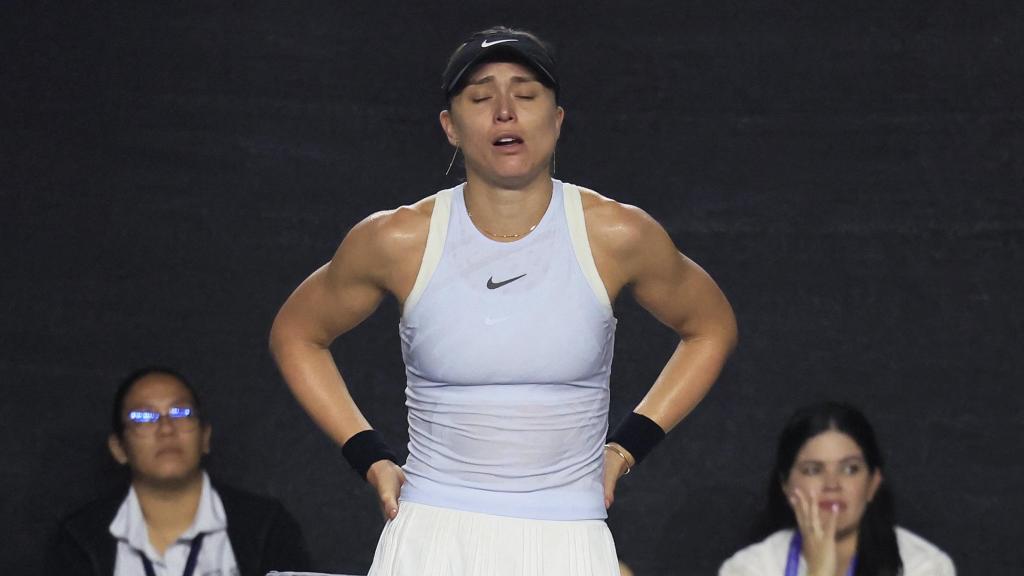 Paula Badosa llora tras lesionarse en el WTA de Mérida.