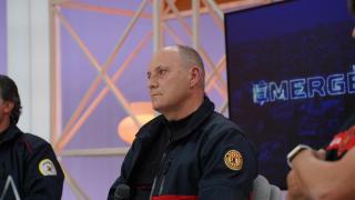 Ramón Pérez, jefe de la UREC del Consorcio Provincial de Bomberos de Valencia, en la presentación de la serie 'Emergències'. EE