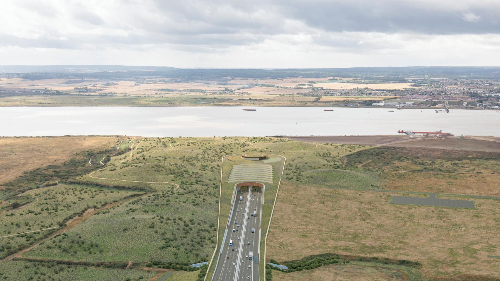 Render de la entrada nortel del túnel del Lower Thames Crossing