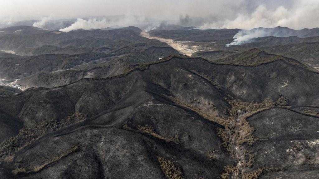 Una de las zonas arrasadas por el fuego en Uiseong.