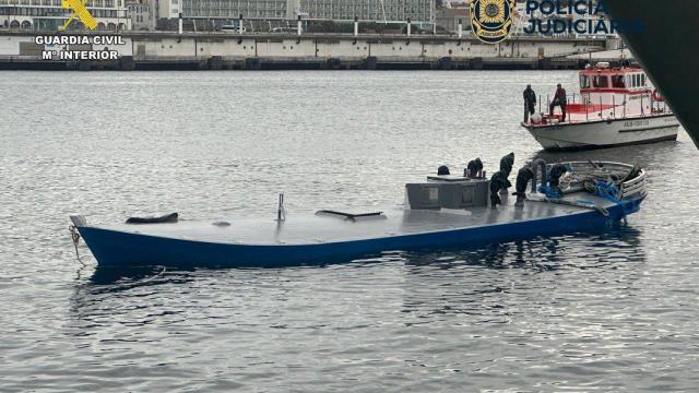 Imagen grabada por la UCO del narcosubmarino.
