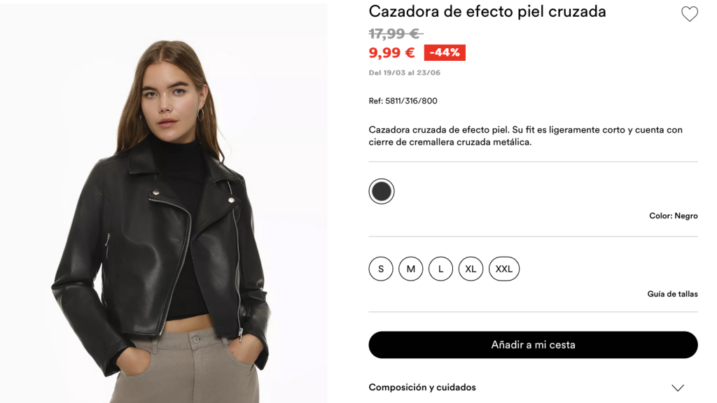 Cazadora de efecto piel cruzada.