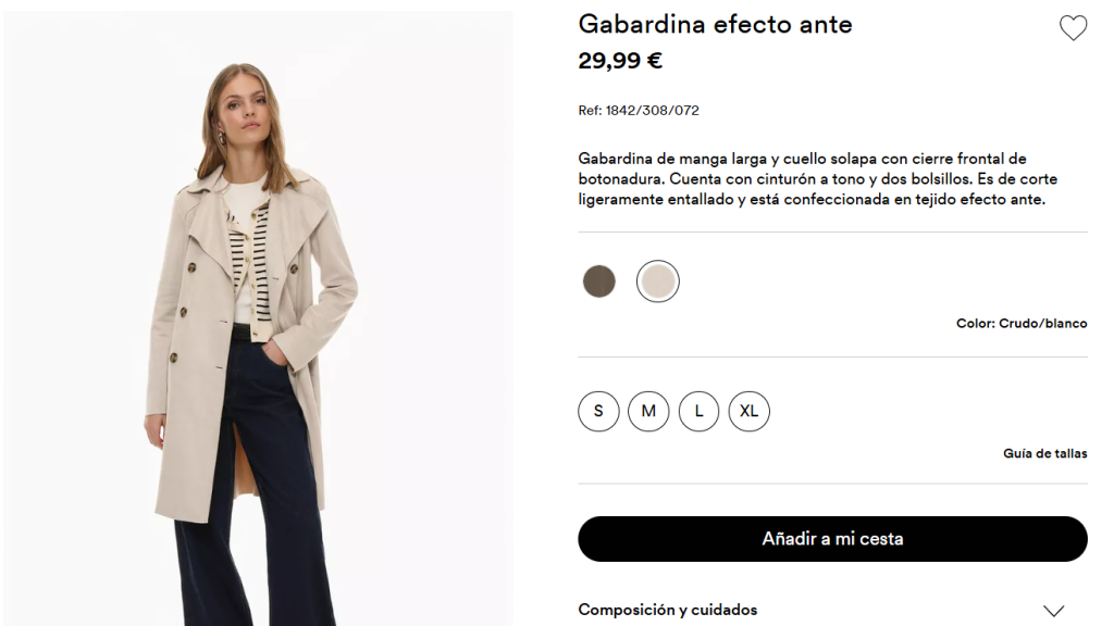 Gabardina efecto ante. Ref: 1842/308/072