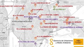 Mapa de la vivienda protegida en Sevilla.