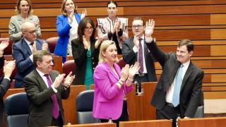 El presidente de la Junta, Alfonso Fernández Mañueco, durante el debate del estado de la Comunidad de este miércoles en las Cortes de Castilla y León