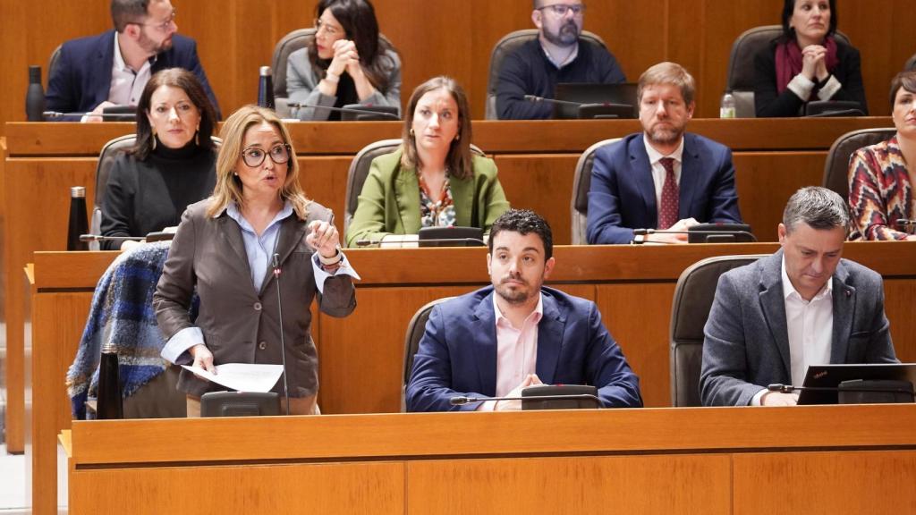 Fernando Sabés (derecha) ocupará a partir de ahora el escaño principal de la bancada socialista