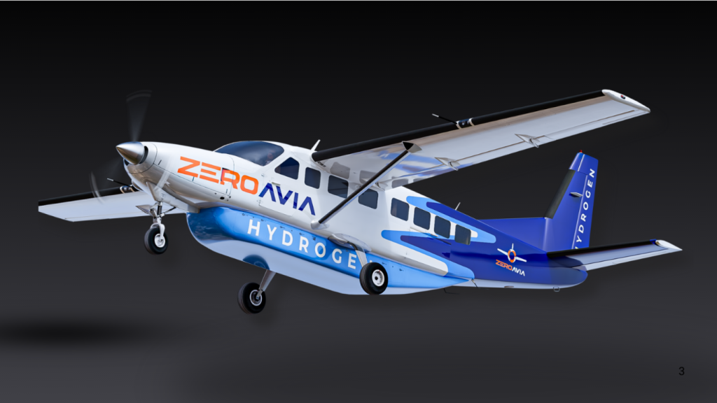 Render de Cessna Caravan con motor de hidrógeno
