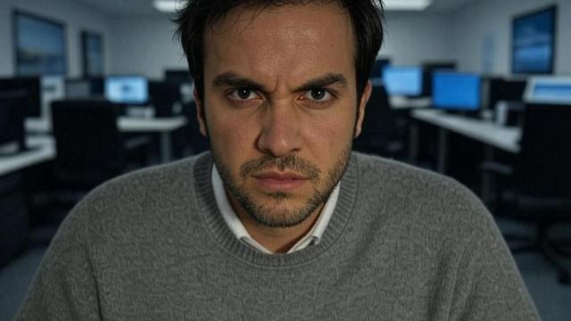 Trabajador enfadado.