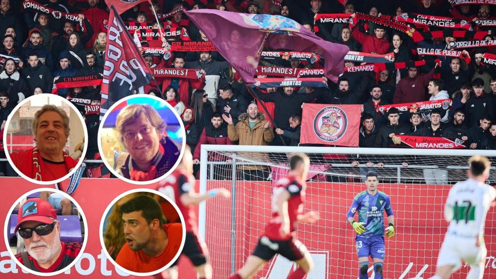 En los círculos, arriba de izq a drch: Roberto Mardones (Komando Kemando) y Nicolás Benito (Desde 1927), abajo de izq a drch: José Luis Sidranes (Huracán Rojillo) y Gonzalo Guinea (Jóvenes Jabatos) cuentan a EL ESPAÑOL - Noticias de Castilla y León cómo están viviendo esta temporada