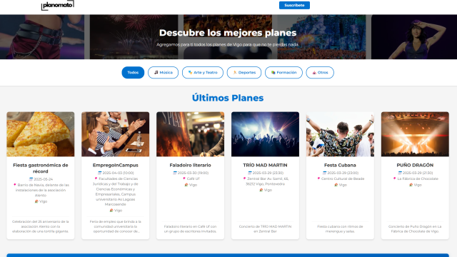Web de Planomato.com que revoluciona el ocio vigués