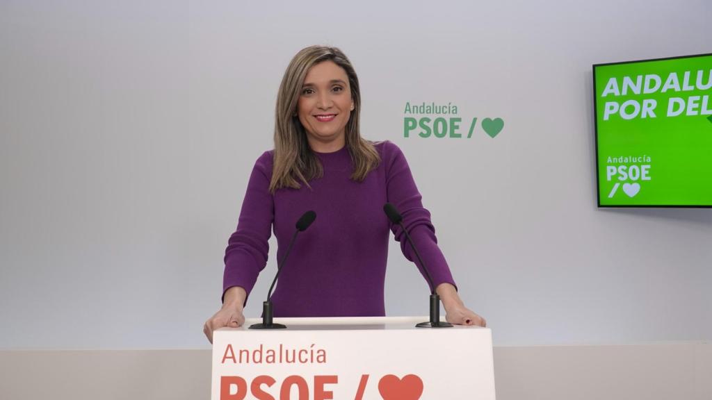 María Márquez, vicesecretaria general del PSOE andaluz, este jueves en la sede de su partido en Sevilla