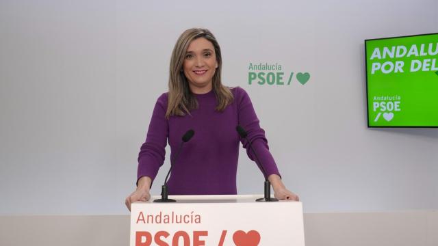 María Márquez, vicesecretaria general del PSOE andaluz, este jueves en la sede de su partido en Sevilla