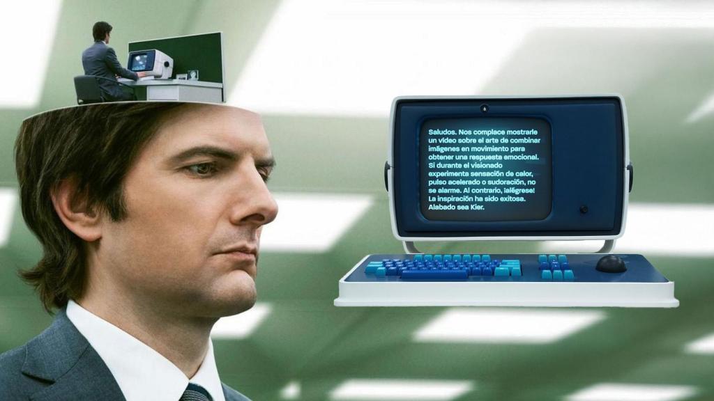 Fotomontaje con el ordenador que aparece en la aclamada serie de 'Severance'.