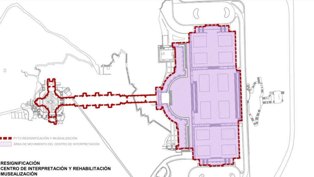 Plano superior del Valle de Cuelgamuros. La parte sombreada es donde se podrá intervenir en la resignificación.