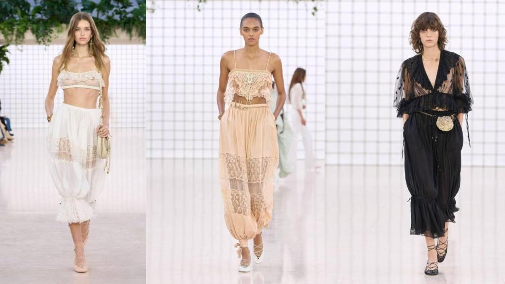 Siluetas del desfile de Chloé de la SS25.