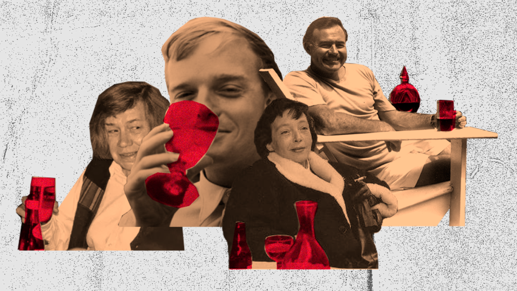 Patricia Highsmith, Truman Capote, Marguerite Duras y Ernest Hemingway. Diseño: Rubén Vique.