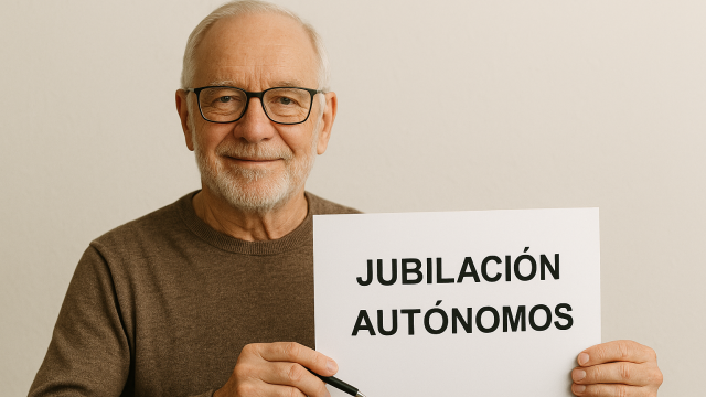 Persona mayor autónoma sujetando un cartel.