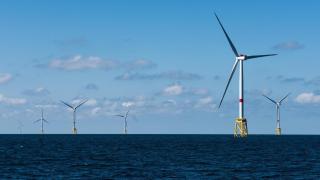 Un parque eólico marino.