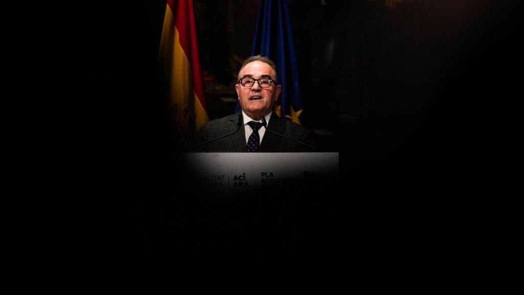 Francisco Gan Pampols en la presentación del informe de la primera fase de recuperación de la dana. Jorge Gil / EP