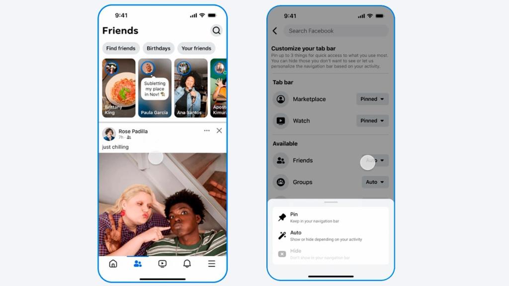 La pestaña Amigos de Facebook