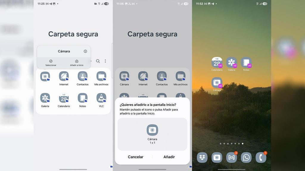 Los pasos para añadir un enlace directo de una app de la Carpeta Segura