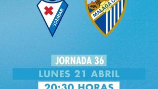El Eibar vs. Málaga, el lunes 21 de abril en Ipurúa