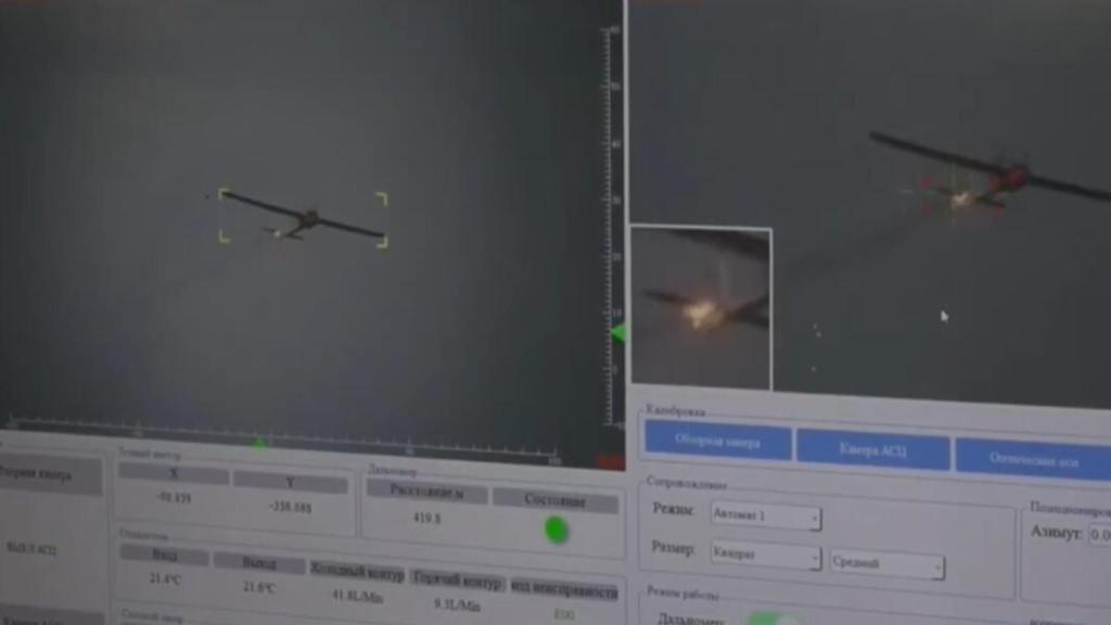 Captura del vídeo en el que el láser ruso acaba con un dron.