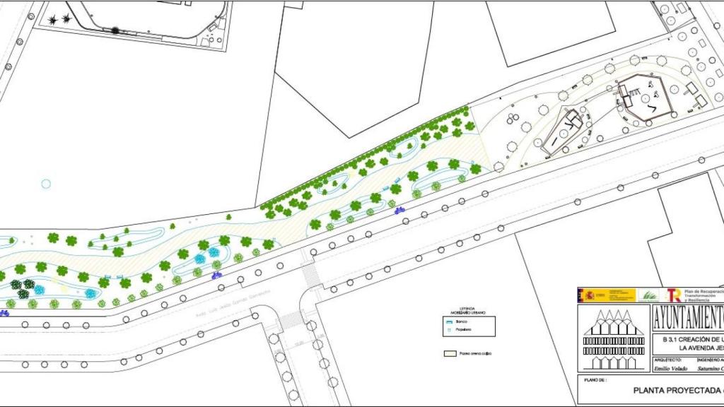 Plano del proyecto que se va a ejecutar en la avenida Jesús Garrido.