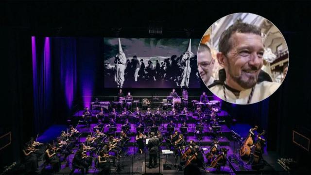 Montaje Antonio Banderas y Orquesta sinfónica Larios Pop del Soho.