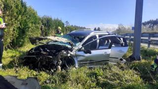 Salida de vía con un herido en la A-6 en dirección A Coruña