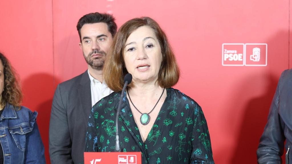 La presidenta del Congreso, Francina Armengol, durante su intervención en el XV Congreso del PSOE de Zamora, este sábado