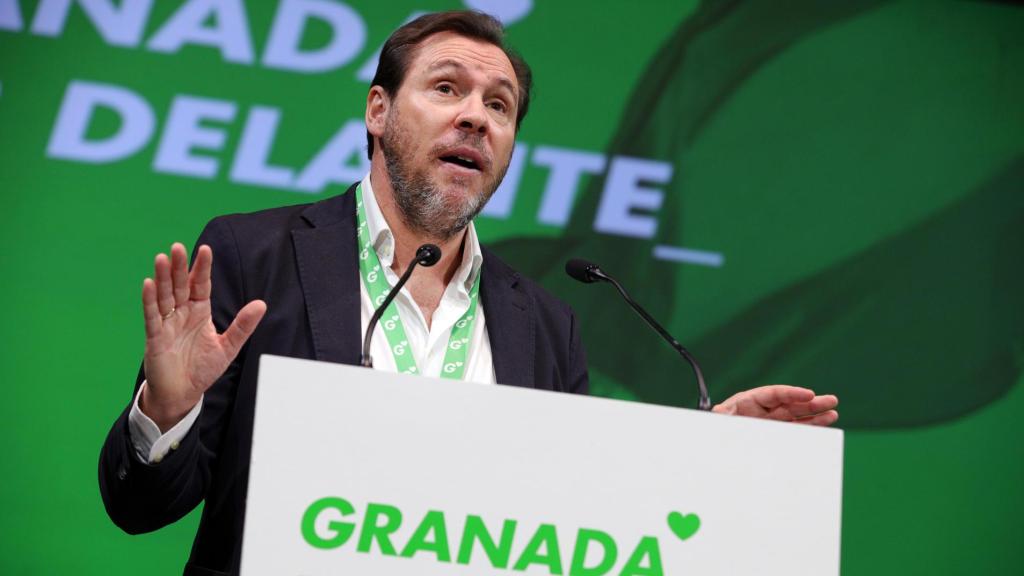 El ministro de Transportes, Óscar Puente, este sábado en la inauguración del Congreso del PSOE de Granada.