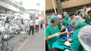 Una mujer da a luz en una camilla mientras se produce un terremoto en Tailandia.